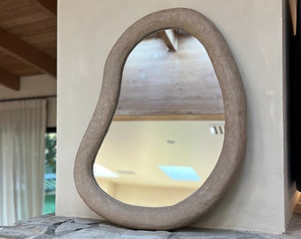 Plaster Puddle Mirror, Textured Organic Decorative Mirror, Aesthetic Wall Mirror