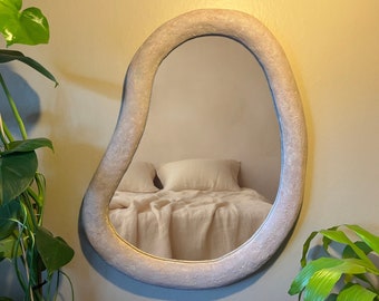 Plaster Puddle Mirror, Textured Organic Decorative Mirror, Aesthetic Wall Mirror