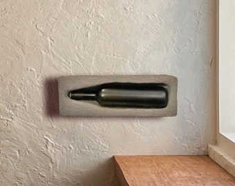 Minimalist Wine Shelf, Modern Concrete Wine Rack, Industrial Wine Bottle Shelf, Single Bottle