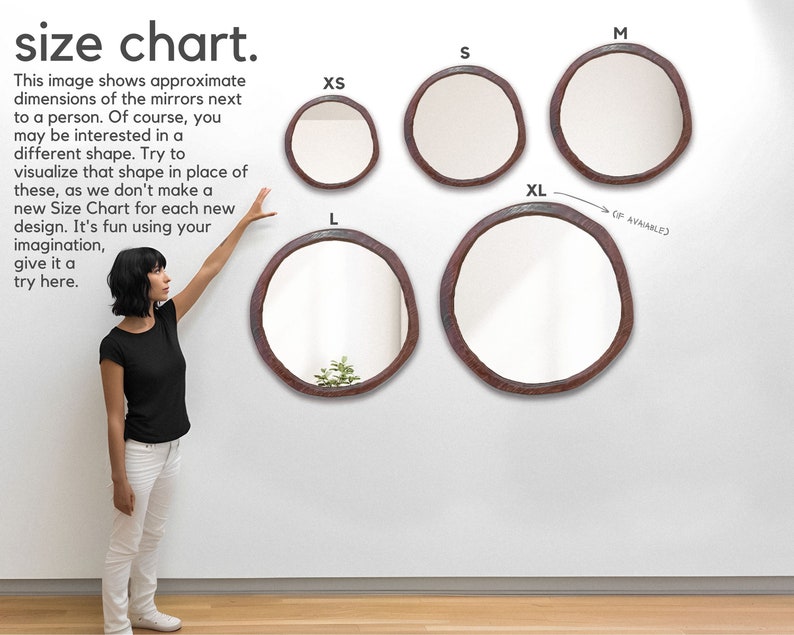 Espejo decorativo de hormigón, espejo redondo de cemento con textura de roca, espejo circular grande para dormitorio imagen 3