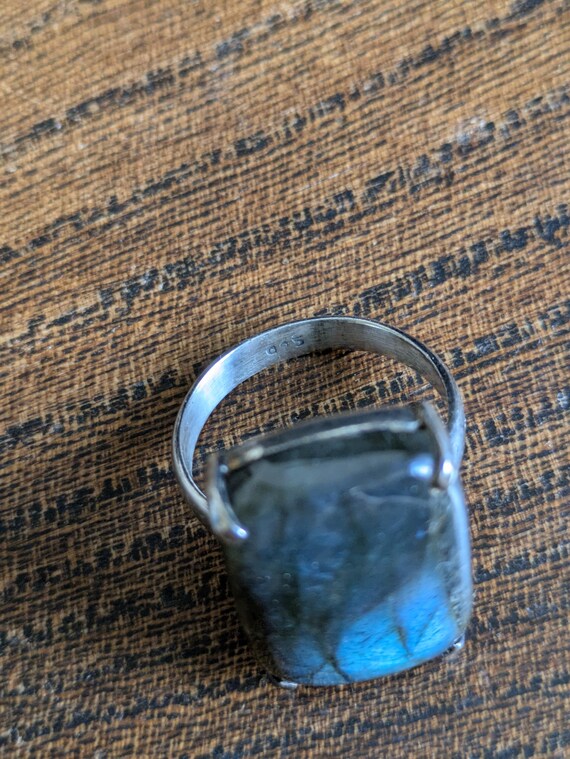 Lovely Rectangular Labradorite And Silver Ring, S… - image 8