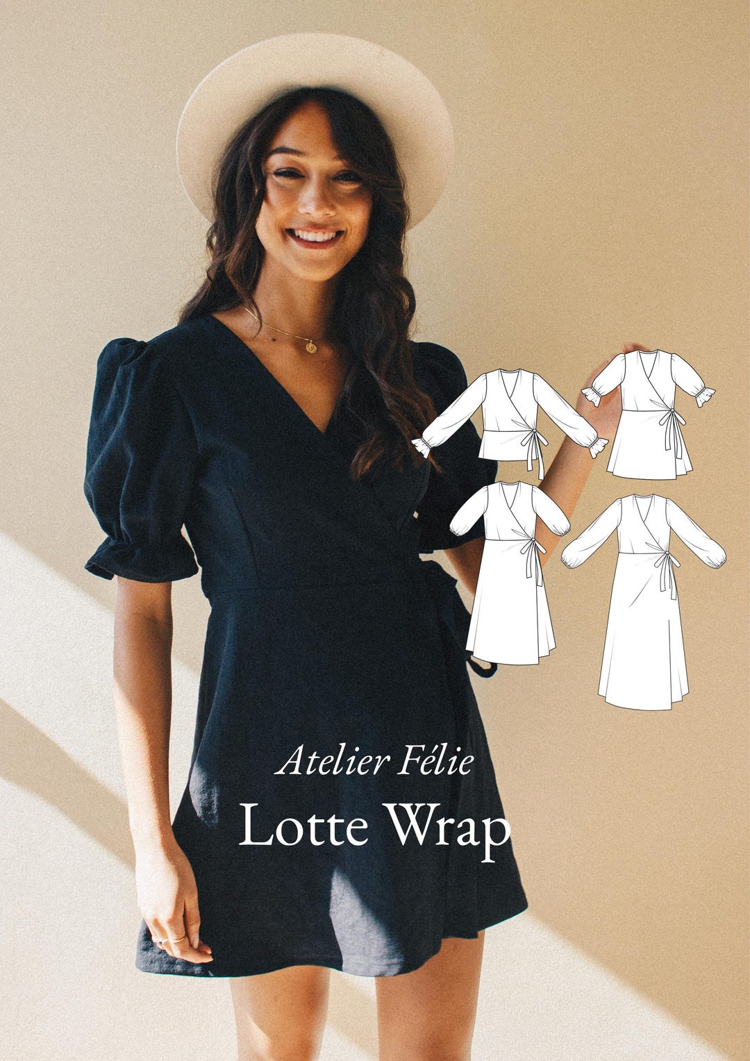 Lotte Wrap Top / Wrap Dress DIY Sewing Pattern PDF – A4 A0 – Mini ...