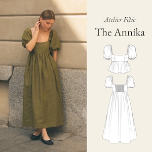 DIY: naaipatroon Annika top/jurk pdf – top, mini- en midi-jurk – A4 A1-print – beginnersvriendelijk digitaal patroon + instructies