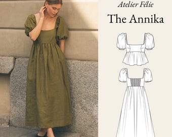 DIY: Annika Top / Dress Sewing Pattern PDF – Top, Mini & Midi Dress – A4 A1 Print – Beginner Friendly Digital Pattern + Instructions