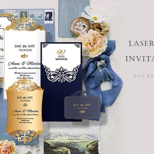 Laser cut Wedding Invitation - Gate Fold Card - Silhouette Cameo - Invitation SVG- Laser cut Wedding Invitation - Vector - EPS SVG files