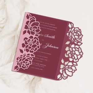 13x18 Laser geschnittene Hochzeitseinladung, Laser Schnitt Kartenvorlage, SVG DXF Schneidedatei, Silhouette Cameo, Cricut Digitaler Download