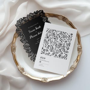 Faire-part de mariage découpé au laser - carte de pliage de porte - camée silhouette - Invitation SVG - découpé au laser - invitation florale - vecteur - fichiers EPS SVG