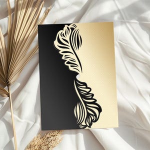 Modèle de carte découpé au laser pour faire-part de mariage floral, 5 x 7 volets, fichier de coupe DXF SVG, camée silhouette, téléchargement numérique Cricut