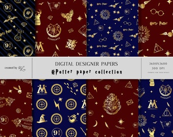 Wizard School Digital Paper: Seamless Patterns for Scrapbooking (Digital Download)