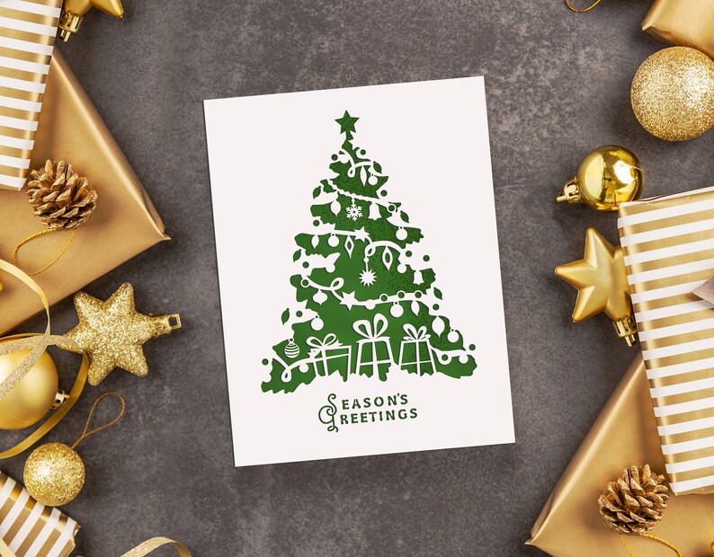 Merry Christmas Card Gate Fold Card Christmas Png Laser Cut SVG