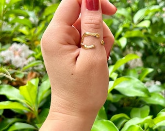 Tarnish Free Gold Ring, Adjustable Gold Ring, Chunky Ring, Thumb Ring, Waterproof Jewellery, Statement Ring, Claw Ring, Unisex Jewellery