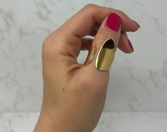 Gold Chunky Ring, Tarnish Resistant Ring, Waterproof Jewellery, Thumb Ring, Thick Ring, Adjustable Ring, Statement Ring