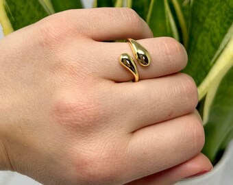 Gold-Statement Ring, offene Gold Daumenring, Gold Ringband, Daumen Ring, verstellbare Ring, Statementring, Gold getaucht Ring, Chunky Goldring