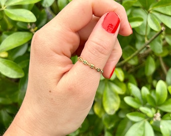 Gold Evil Eye Adjustable Ring, Waterproof Non Tarnish Ring, Stacking Ring, Minimalist