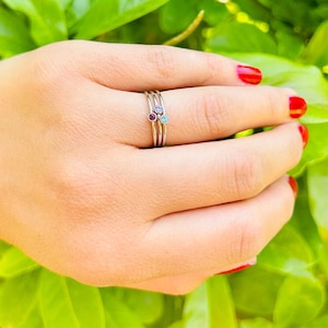 Set of 3 Silver Stacking Rings, Birthstone Rings, Minimalist Ring, Silver Stackable Rings, Silver Ring Band, Dainty Ring, Thin Ring Band