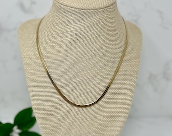Gold Herringbone Necklace, 18k Gold Plated Necklace, Waterproof Jewellery, Tarnish Proof Necklace, Layering Necklace, Everyday Gold Chain