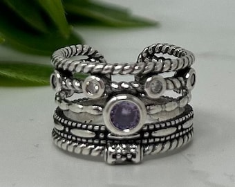 Silver Chunky Ring, Thick Silver Ring, Stackable Ring, Vintage Style Ring Band, Chunky Silver Ring, Statement Ring, Adjustable Open Ring