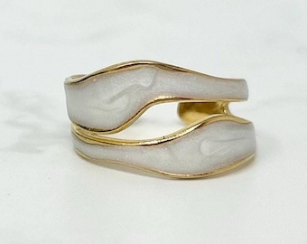 Waterproof Gold Ring, Adjustable Bypass Ring, Tarnish Free Jewellery, Statement Ring, Thumb Ring, Art Deco Ring, Thumb Ring, Stacking Rings