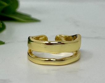 Tarnish Free Gold Ring, Waterproof Gold Ring, Gold Ring Band, Statement Ring, Thumb Ring, Adjustable Ring, Stacking Rings, Minimalist Ring