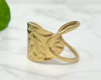 Gold Chunky Ring, Tarnish Free Gold Ring, Thumb Ring, Adjustable Ring, Statement Ring, Gold Dipped Ring, Chunky Gold Ring, Waterproof Ring