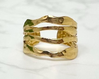 Tarnish Free Gold Ring, Adjustable Gold Ring, Chunky Ring, Thumb Ring, Waterproof Jewellery, Statement Ring, Spiral Ring, Unisex Jewellery