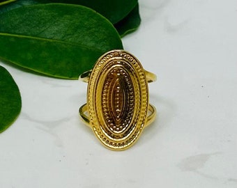 Waterproof Gold Ring, Adjustable Ring, Tarnish Resistant Ring Band, Statement Ring, Thumb Ring, Gold Jewellery, Chunky Gold Ring, Coin Ring