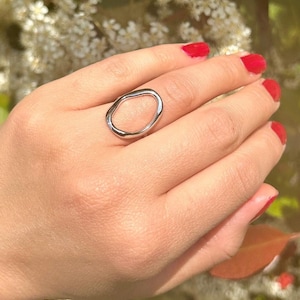 Silver Open Adjustable Ring, Open Ring, Open Circle Ring, Stacking Rings, Thumb Ring, Statement Ring, Minimalist Ring, Simple Everyday Ring