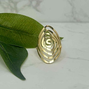 Mattfri guldring, justerbar guldring, grov ring, tumring, vattentäta smycken, uttalandering, spiralring, unisexsmycken