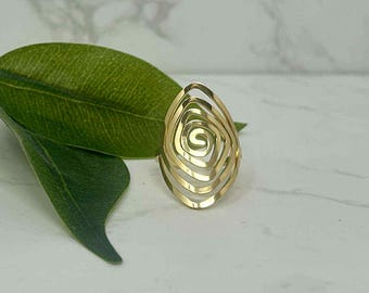Tarnish Free Gold Ring, Adjustable Gold Ring, Chunky Ring, Thumb Ring, Waterproof Jewellery, Statement Ring, Spiral Ring, Unisex Jewellery