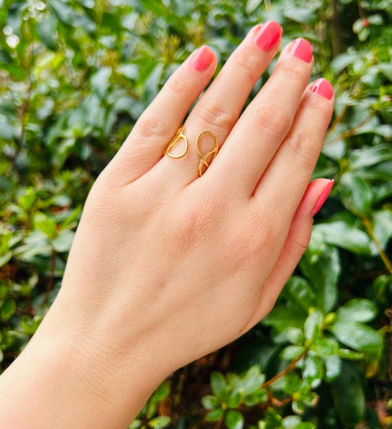 Tarnish Free Gold Ring, Adjustable Gold Ring, Open Circle Ring