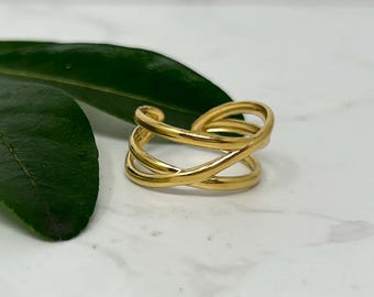 Tarnish Free Gold Ring, Waterproof Gold Ring, Gold Ring Band, Statement Ring, Thumb Ring, Adjustable Ring, Stacking Rings, Minimalist Ring