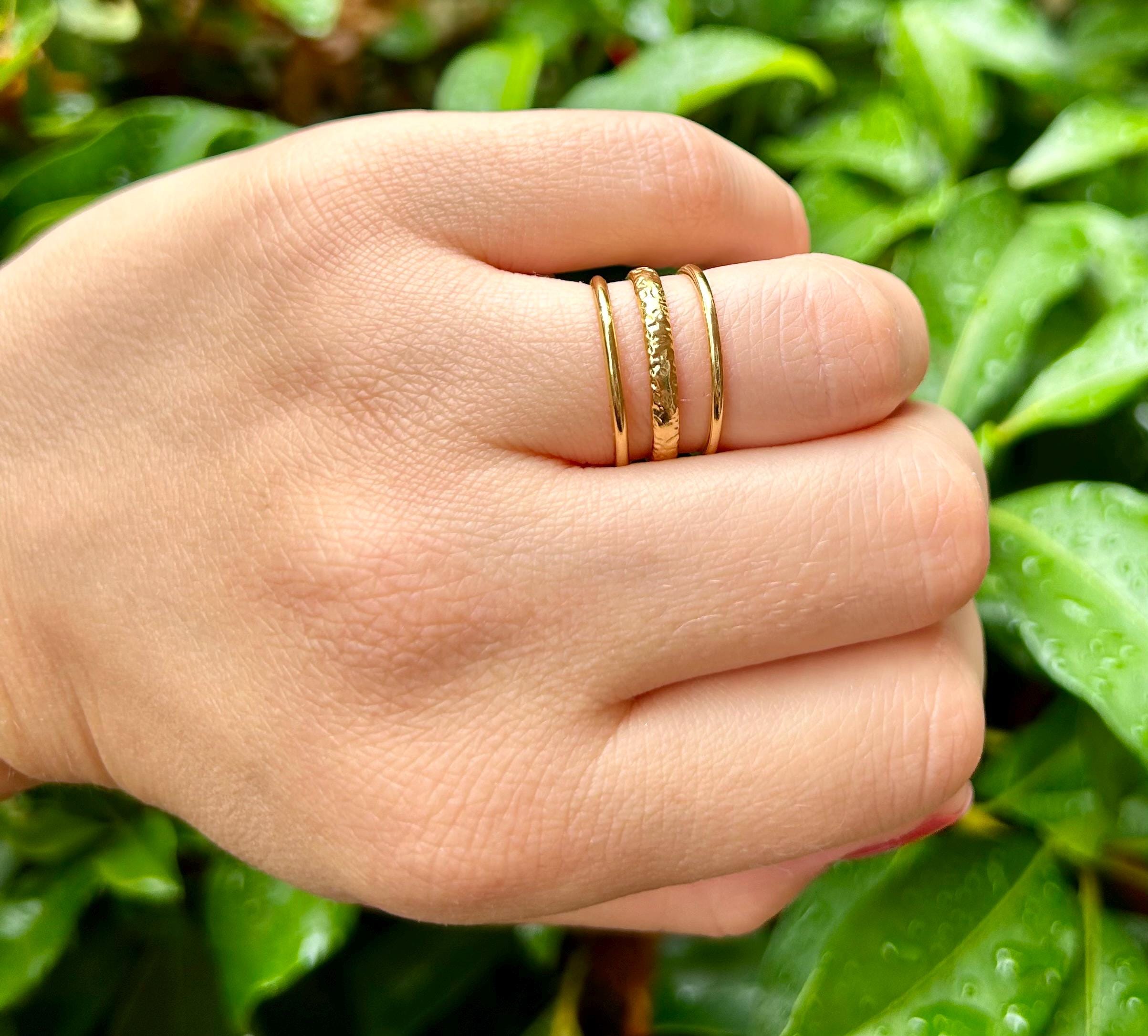 Chunky Ring Set TOBENY 8PCS 14K Gold Plated Stacking Rings For