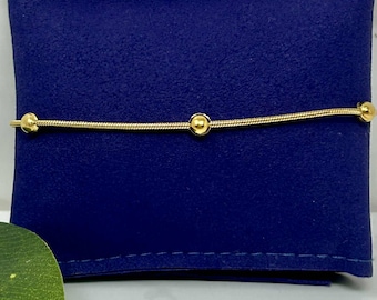 Waterproof Gold Bracelet, Tarnish Proof Gold Jewellery, Beaded Gold Snake Bracelet, Gold Chain, Delicate Bracelet, Minimalist