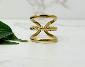 Tarnish Free Gold Ring, Waterproof Gold Ring, Gold Ring Band, Statement Ring, Thumb Ring, Adjustable Ring, Stacking Rings, Minimalist Ring