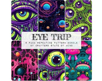 Trippy Repeating Patterns 6x Pattern Pack | Vibrant Trippy | Trendy Seamless Repeating Design ...