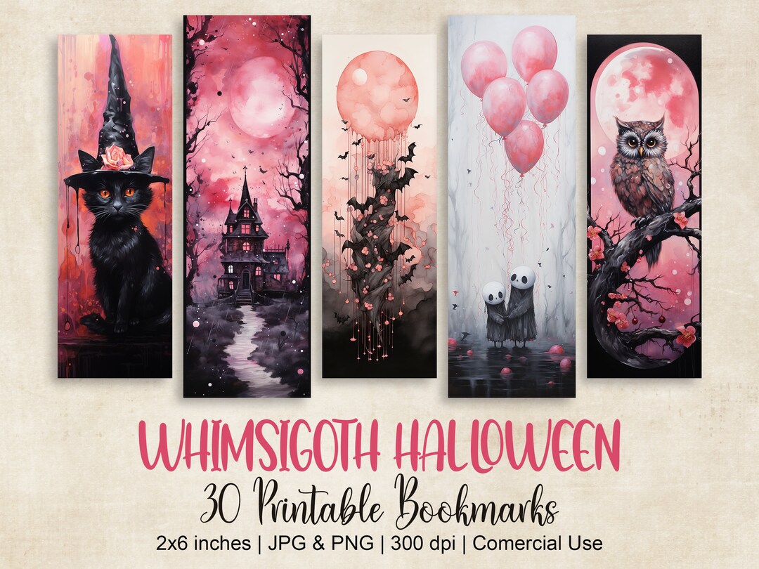 30 Cute Halloween Bookmarks PNG Bundle Ghost Bookmark Etsy