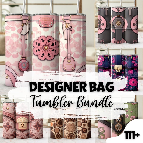 111+ Designer Bag-Inspired Tumbler Bundle - Trendy Sublimation Tumbler Wraps - Purse Tumbler Wrap Designs - 20oz Skinny Tumblerwrap