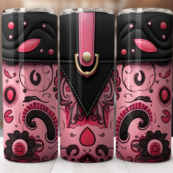 Designer Bag-Inspired Tumbler 20oz Skinny Designer Tumbler Sublimation Designs Wrap Designer Tumbler Pink Designer Tumbler Wrap Sublimation