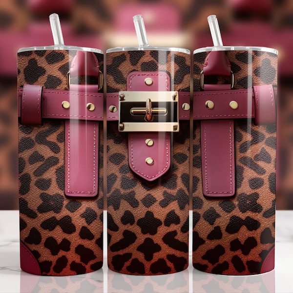 Designer Bag-Inspired Tumbler 20oz Skinny Designer Tumbler Sublimation Designs Wrap Designer Tumbler Pink Designer Tumbler Wrap Sublimation