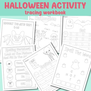 Halloween Fleißiges Buch | Arbeitsblätter für Kinderaktivitäten | Kleinkind-Lernbuch | Halloween Homeschool Lernmaterialien | Herbst Herbst Printables