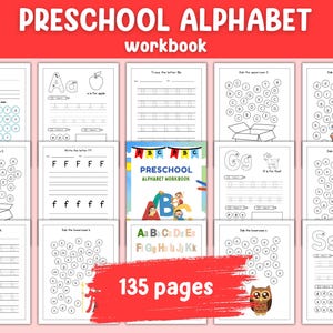 Preschool Alphabet Workbook | 100+ Preschool Curriculum | Workbook with Worksheets | Workbook Pages Printable | Homeschool Busy Book
