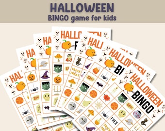 Halloween Bingo Game | Halloween Activity For Kids | 20 Halloween Bingo Cards | Printable Halloween Games | Fun Halloween Class Party Games
