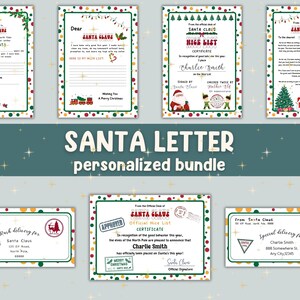 Paquete personalizado de cartas de Papá Noel / Cartas de Papá Noel / Cartas a Papá Noel / Certificados oficiales de la lista de buenos / Diseño de sobre especial de Papá Noel