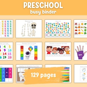Cartable préscolaire occupé | 129 feuilles d'exercices préscolaires | Programme d'études préscolaires | Cahier d'exercices préscolaire | Pages imprimables | Livre occupé pour l'école à la maison