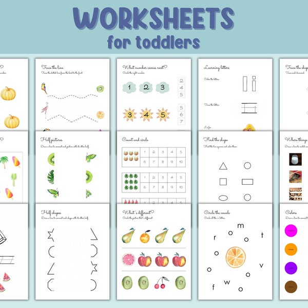 Preschool Worksheets for Toddlers | 100+ Preschool Curriculum | Workbook with Worksheets | Workbook Pages Printable | Homeschool Busy Book