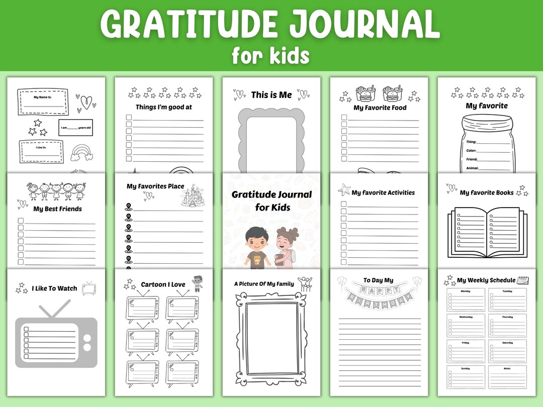 Gratitude Journal for Kids | Printable PDF PNG JPG | 220 Pages ...