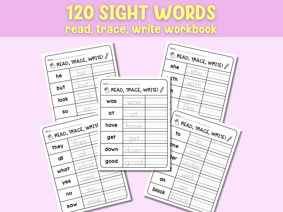 Preschool Words Tracing Workbook Words Trace Pages Printable Homeschool