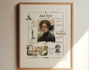 Hand painted Jane Eyre Art Print - Character Field Guide - Bookish Gifts - Exclusive Novel Artwork by Carrington Moore