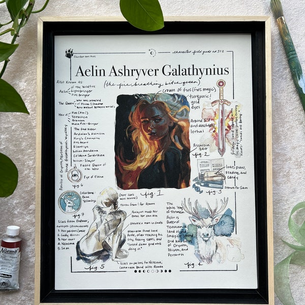 Aelin Galathynius - Character Field Guide Collection Print - Officially Licensed Throne of Glass Art - Bookish Gifts - Sarah J Maas