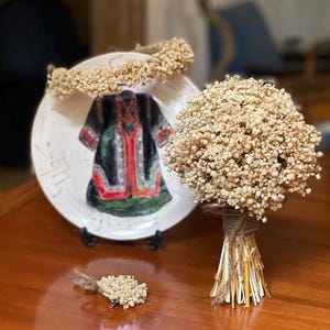 Dried Baby’s Breath Bridal Set for Rustic Wedding Boho Flower Crown, Gypsophila Bouquet, Boutonniere Handmade Eco Wedding Flowers